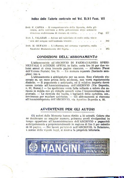 Archivio di farmacologia sperimentale e scienze affini