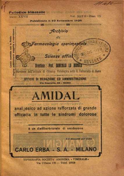 Archivio di farmacologia sperimentale e scienze affini