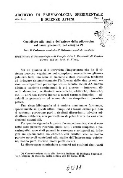 Archivio di farmacologia sperimentale e scienze affini