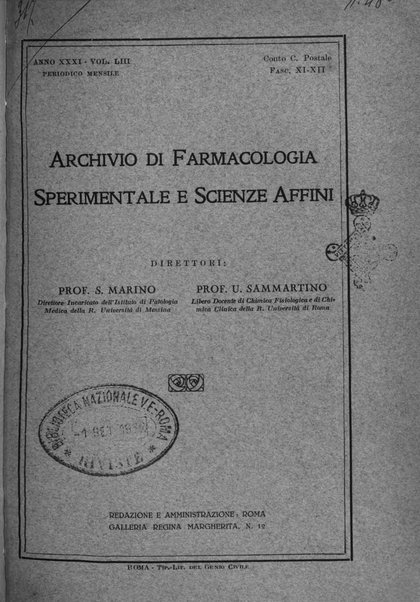 Archivio di farmacologia sperimentale e scienze affini