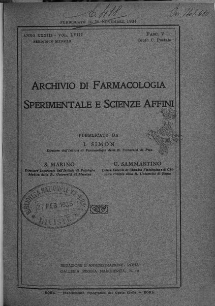 Archivio di farmacologia sperimentale e scienze affini