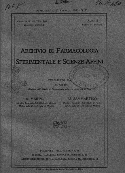 Archivio di farmacologia sperimentale e scienze affini