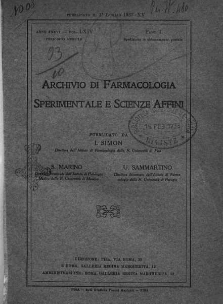 Archivio di farmacologia sperimentale e scienze affini