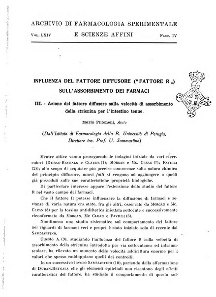 Archivio di farmacologia sperimentale e scienze affini