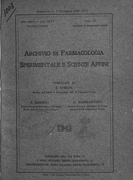 Archivio di farmacologia sperimentale e scienze affini