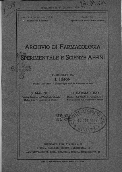 Archivio di farmacologia sperimentale e scienze affini