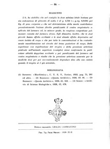 Archivio di farmacologia sperimentale e scienze affini