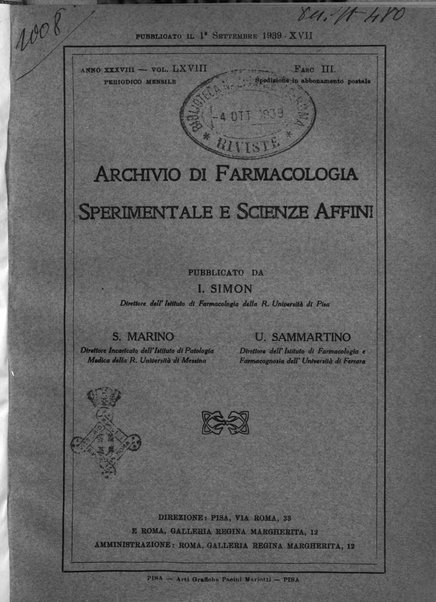 Archivio di farmacologia sperimentale e scienze affini