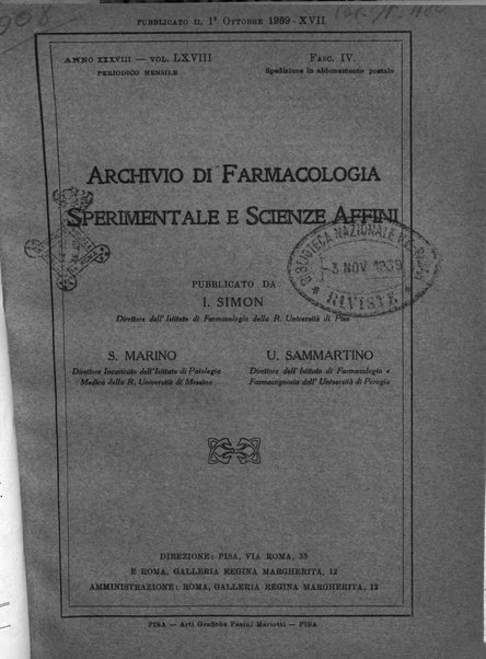 Archivio di farmacologia sperimentale e scienze affini