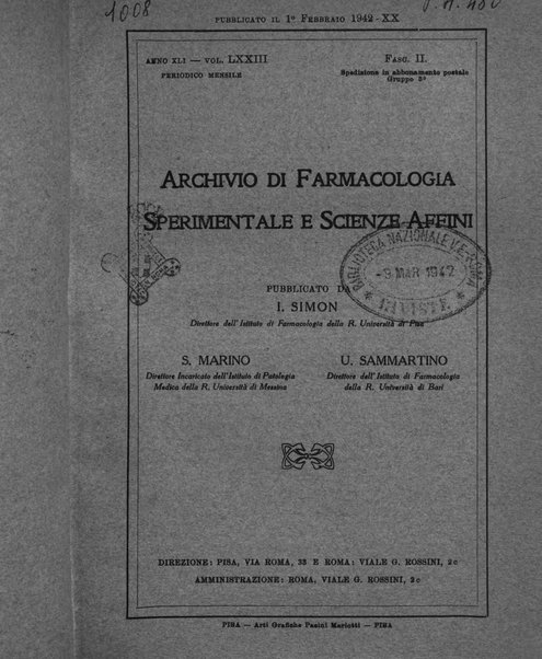 Archivio di farmacologia sperimentale e scienze affini