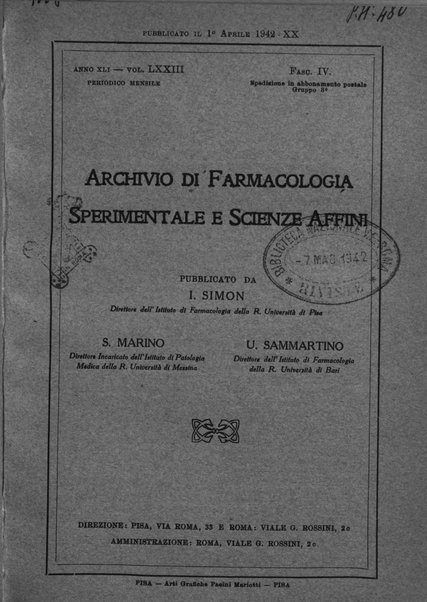 Archivio di farmacologia sperimentale e scienze affini