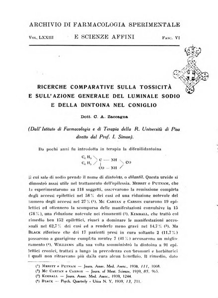 Archivio di farmacologia sperimentale e scienze affini