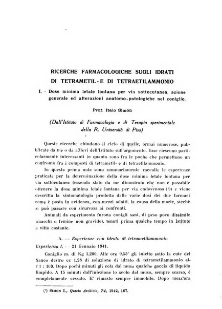 Archivio di farmacologia sperimentale e scienze affini