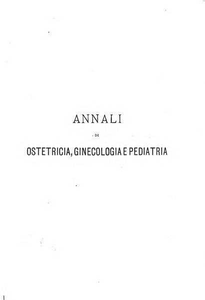 Annali di ostetricia, ginecologia e pediatria