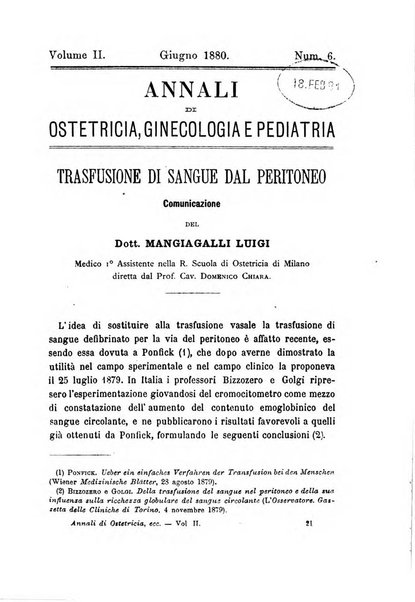 Annali di ostetricia, ginecologia e pediatria