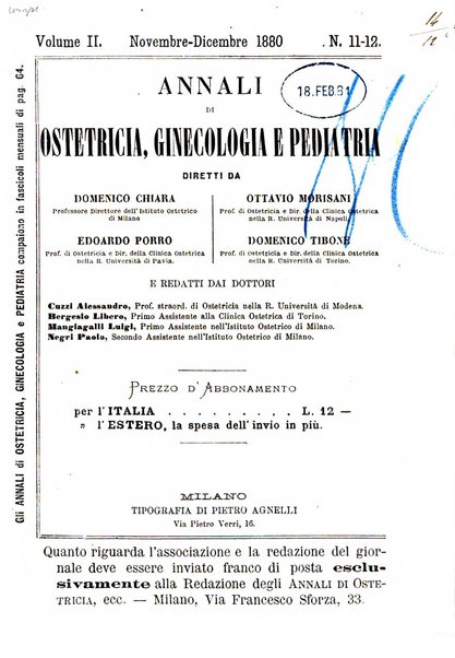 Annali di ostetricia, ginecologia e pediatria