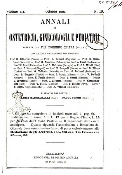 Annali di ostetricia, ginecologia e pediatria