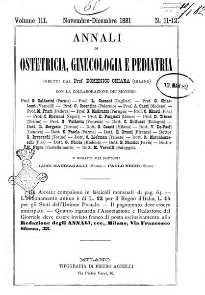 Annali di ostetricia, ginecologia e pediatria