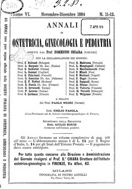 Annali di ostetricia, ginecologia e pediatria