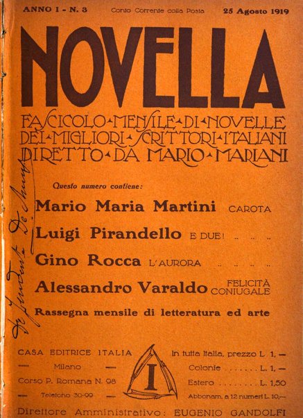 Novella fascicolo mensile di novelle dei migliori scrittori italiani