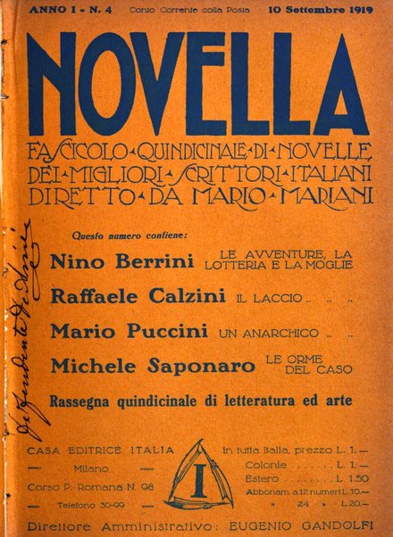 Novella fascicolo mensile di novelle dei migliori scrittori italiani