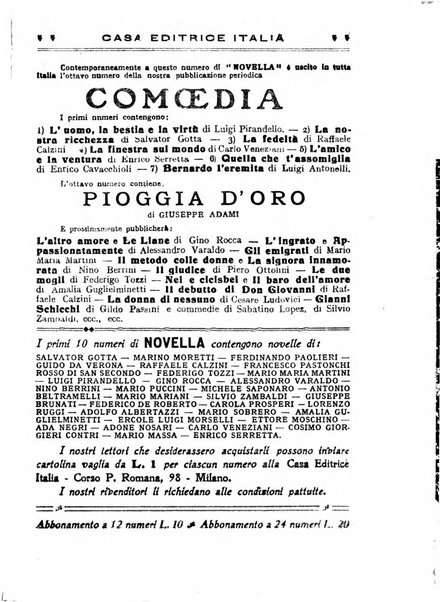 Novella fascicolo mensile di novelle dei migliori scrittori italiani