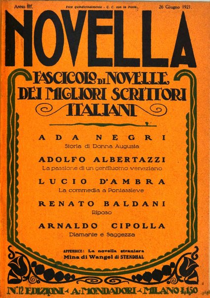 Novella fascicolo mensile di novelle dei migliori scrittori italiani