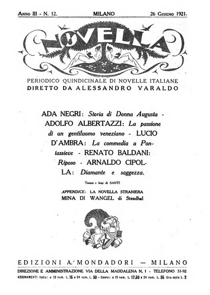 Novella fascicolo mensile di novelle dei migliori scrittori italiani