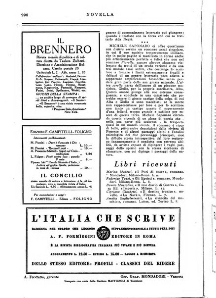 Novella fascicolo mensile di novelle dei migliori scrittori italiani