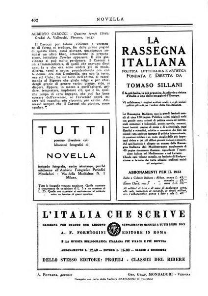 Novella fascicolo mensile di novelle dei migliori scrittori italiani