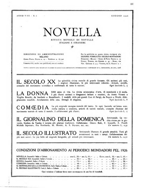 Novella fascicolo mensile di novelle dei migliori scrittori italiani