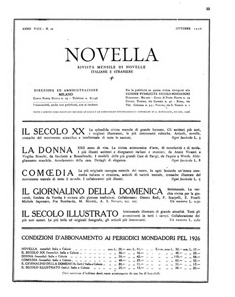 Novella fascicolo mensile di novelle dei migliori scrittori italiani