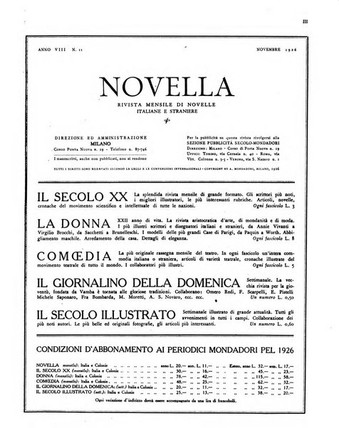 Novella fascicolo mensile di novelle dei migliori scrittori italiani