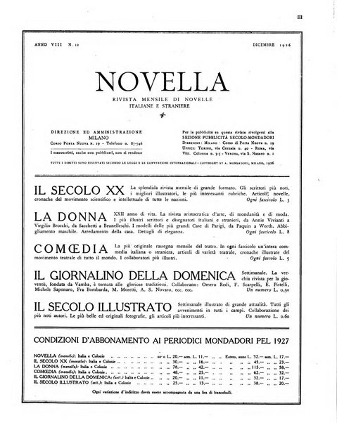 Novella fascicolo mensile di novelle dei migliori scrittori italiani