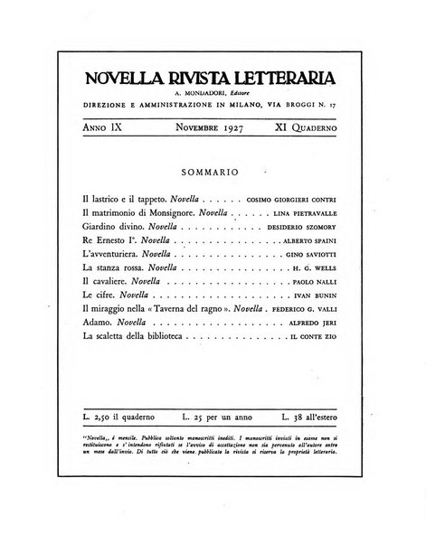 Novella fascicolo mensile di novelle dei migliori scrittori italiani