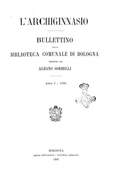 L'Archiginnasio bullettino della biblioteca comunale di Bologna