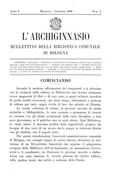 L'Archiginnasio bullettino della biblioteca comunale di Bologna