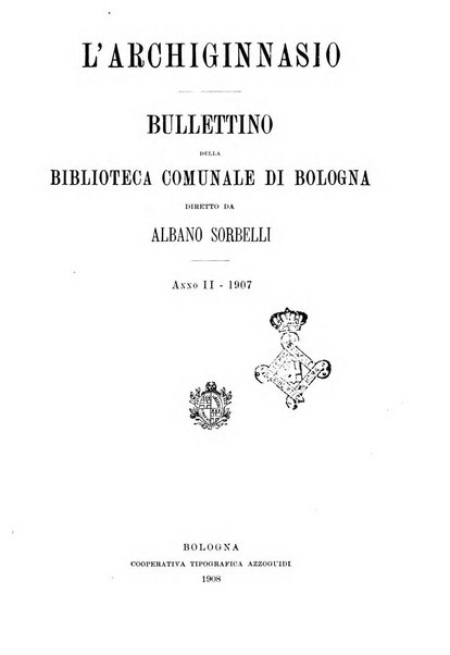 L'Archiginnasio bullettino della biblioteca comunale di Bologna