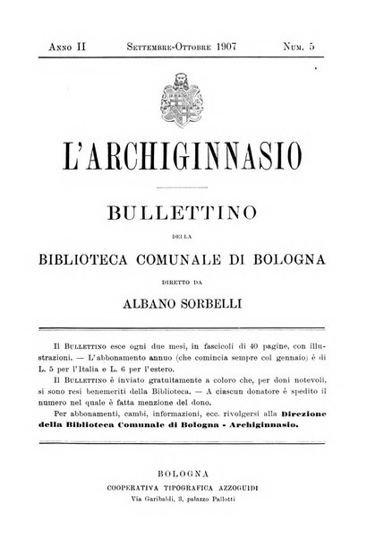 L'Archiginnasio bullettino della biblioteca comunale di Bologna