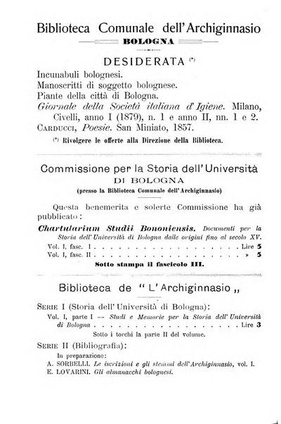 L'Archiginnasio bullettino della biblioteca comunale di Bologna