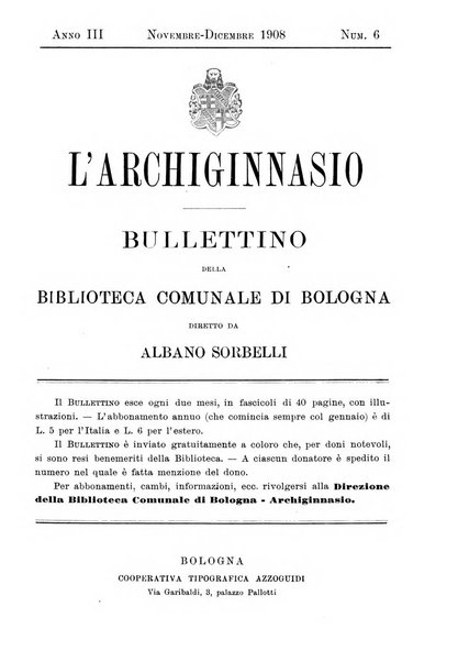 L'Archiginnasio bullettino della biblioteca comunale di Bologna