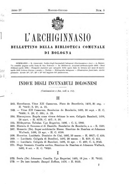 L'Archiginnasio bullettino della biblioteca comunale di Bologna