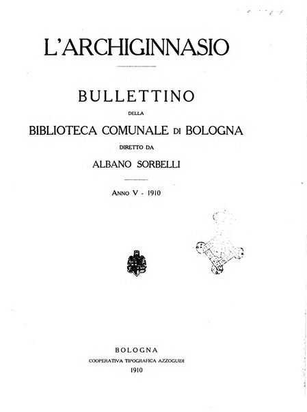 L'Archiginnasio bullettino della biblioteca comunale di Bologna