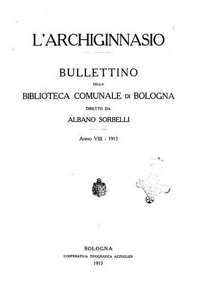 L'Archiginnasio bullettino della biblioteca comunale di Bologna