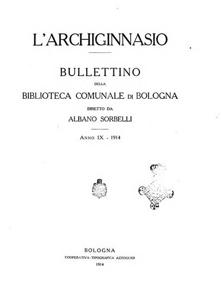 L'Archiginnasio bullettino della biblioteca comunale di Bologna