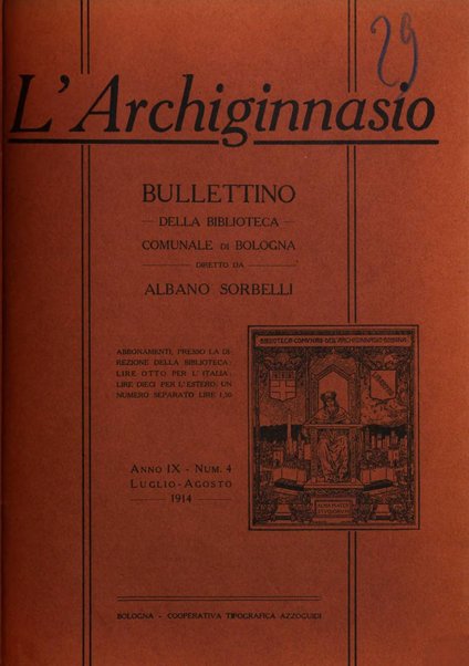 L'Archiginnasio bullettino della biblioteca comunale di Bologna