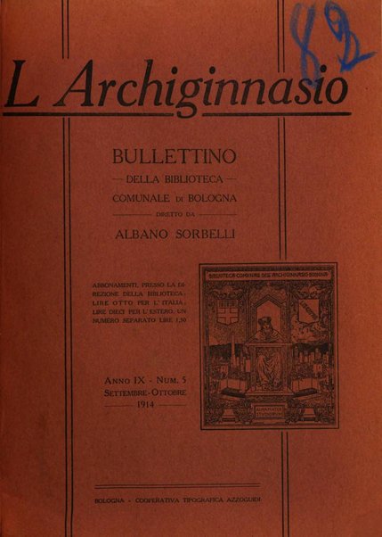 L'Archiginnasio bullettino della biblioteca comunale di Bologna