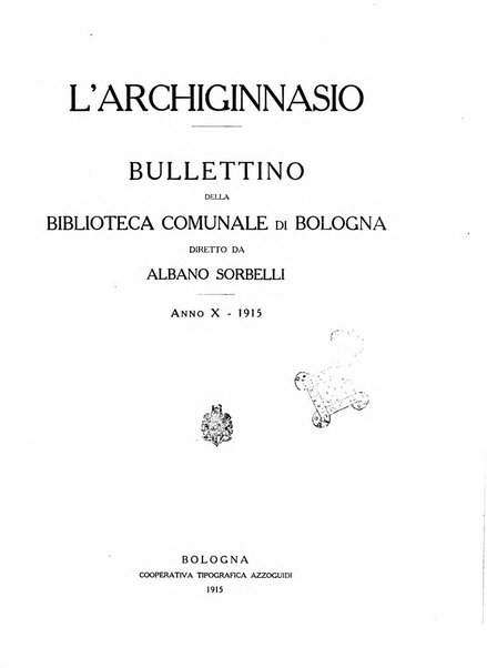 L'Archiginnasio bullettino della biblioteca comunale di Bologna