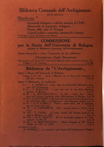 L'Archiginnasio bullettino della biblioteca comunale di Bologna