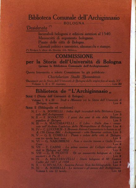 L'Archiginnasio bullettino della biblioteca comunale di Bologna